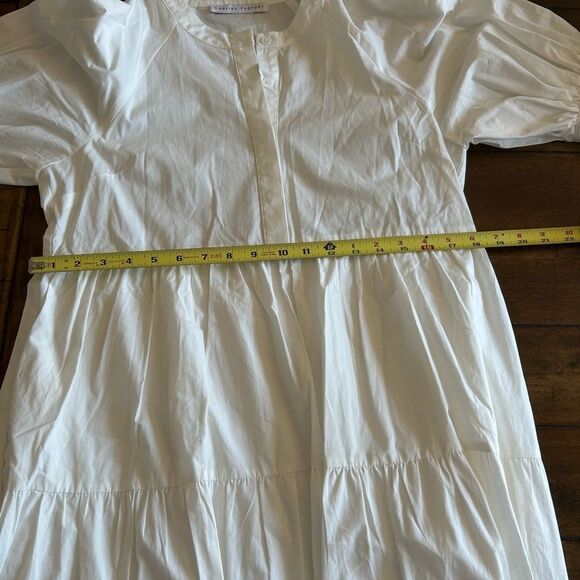 English Factory Anthropologie White Puff Sleeve Tiered Midi Dress Small AK105D - Picture 10 of 13